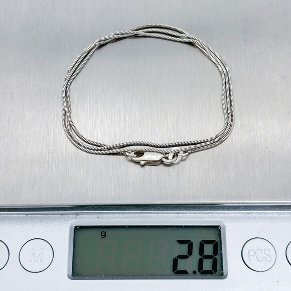 Vintage Italian Sterling Silver 925 0.8mm Snake Chain Necklace 17" - Picture 3 of 3